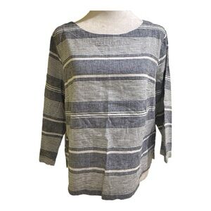 Sigrid Olsen Blue and White Striped Long Sleeve Tee